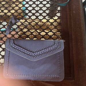 Moda Luxe Lavender Braided Flap Crossbody with Gold Chain